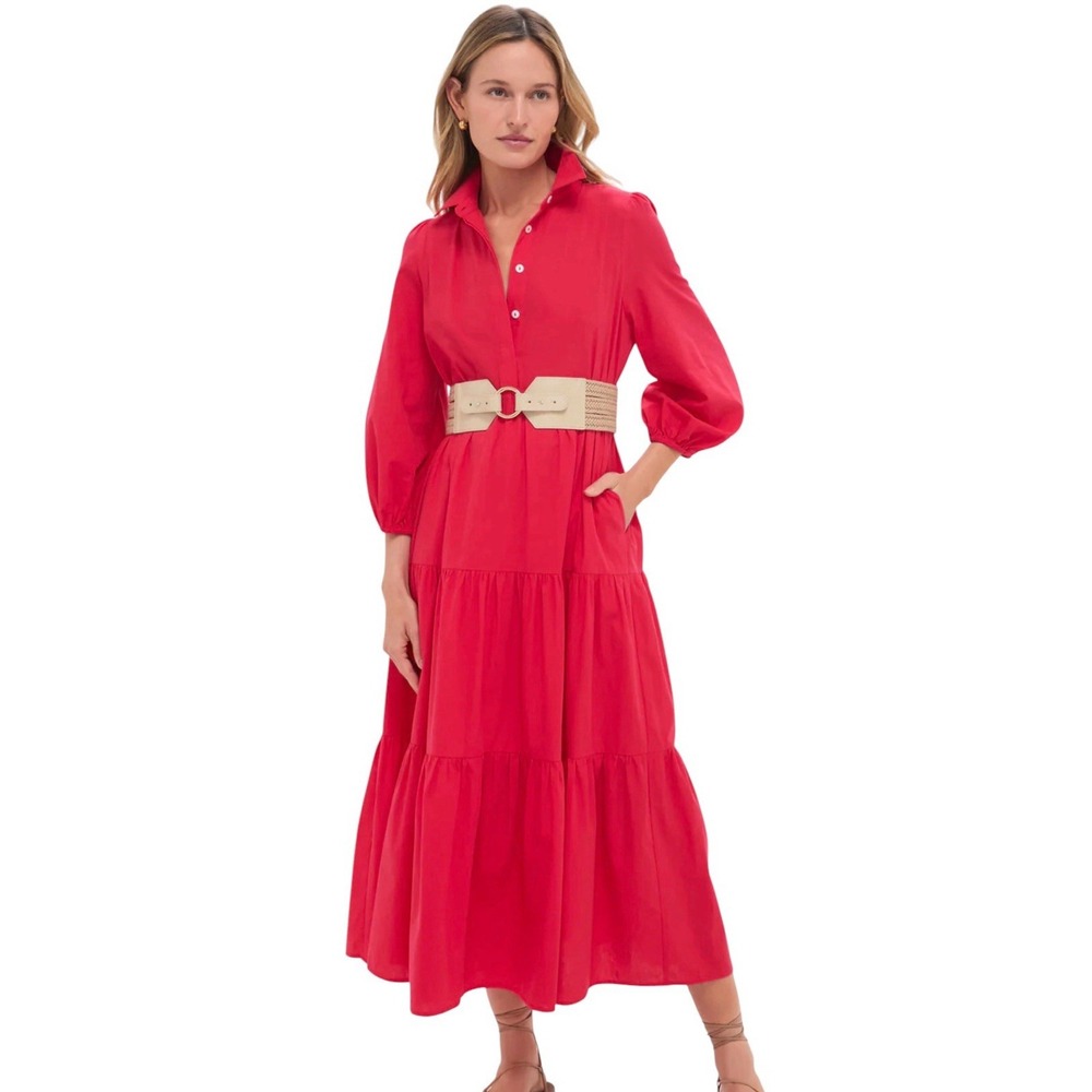 Tuckernuck POMANDER PLACE Mabel Hibiscus Red Cotton Maxi Dress XXXL 3XL NWOT